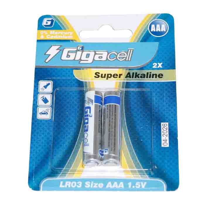 عکس اصلی باتری نیم قلمی گیگاسل مدل super_Alkaline بسته دو عددی